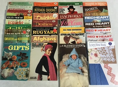 Lot of 31 Vtg Coats & Clarks Star Needlecraft Books crochet knit embroidery rugs - Image 1 of 4
