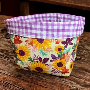 Floral & Leaves - Fabric Storage Basket - 100% Cotton - Picture 1 of 1