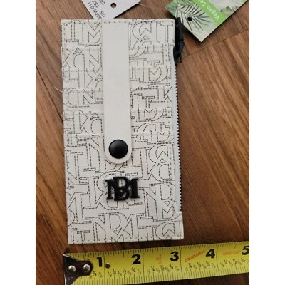 Badgley Mischka 素食皮革信用卡夹带标签-白色 — 第 1/4 张图片