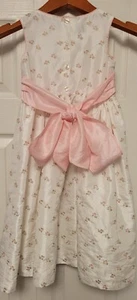Girl's Pink Embroidered Floral Formal Dress Size 4 White w/Ribbon MARMELLATE  - Picture 1 of 11