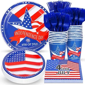 4Th of July Party Supplies, Independence Day Plates and Napkins Set, Disposab... - Picture 1 of 1