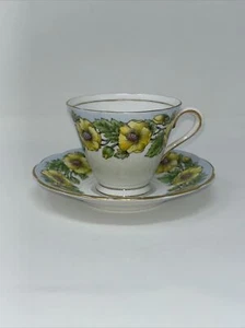 Tuscan Fine English Bone China England Tea Cup/Saucer SET Yellow Flowers Buds - Picture 1 of 14