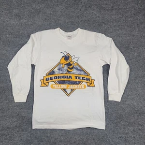 Georgia Tech Yellow Jackets Shirt Adult Large White Yellow Logo Vintage 90s - Picture 1 of 13