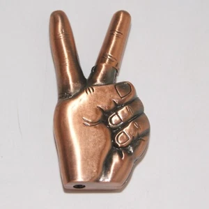 Vintage Copper & Brass Hand Sign Lighter Winston Churchill “V victory” - Picture 1 of 5