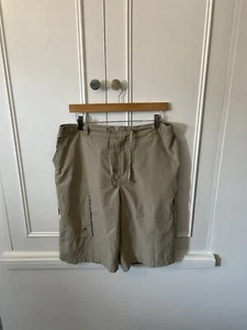 Head Cargo Shorts Beige Retro Y2K Long 36” Waist Relaxed Summer Holidays - Picture 1 of 14