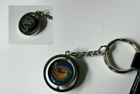 NEW! ATLANTA THRASHERS RUBBER PUCK SPINNER KEYCHAIN RING LICENSED Cover
