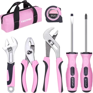 7-Piece Pink Tool Kit, Household Tool Set for Women, Basic Hand Tools for Home M - Picture 1 of 12