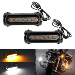 Barra de carretera para motocicleta luz LED blanca/ámbar para Harley para barras de choque Victory A - Imagen 1 de 9