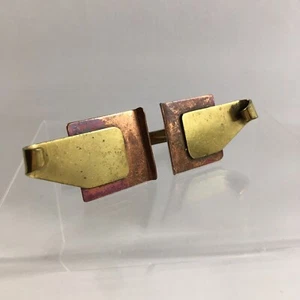 Copper Gold Modernist Abstract Cufflinks Square Sculpture Brutalist Large VTG H1 - Picture 1 of 8