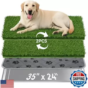 Dog Grass Pad with Tray Large, 35" x 24" Stainless Steel Dog Litter Box with - Picture 1 of 5