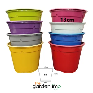 Plastic Plant Pots Round 13cm Colour Mixed Bright Seed Plug Flower Pot 0.8 Litre - Picture 1 of 12