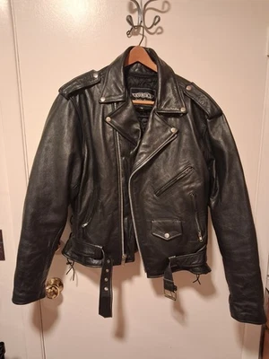 Chaqueta de moto de cuero clásica premium marca UNIK para hombre talla 48 ¡retro pesado! Foto 1 de 4