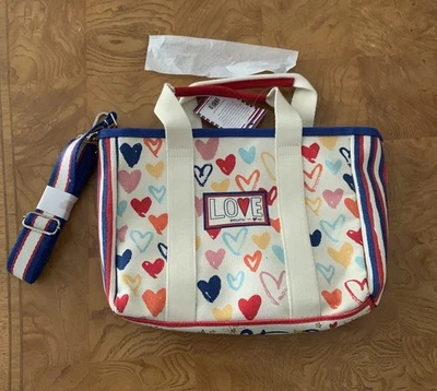NUEVO CON ETIQUETAS BRIGHTON Bolso Bandolera de Lona "Rojo, Blanco y Tú Mini Tote" LOVE Foto 1 de 4