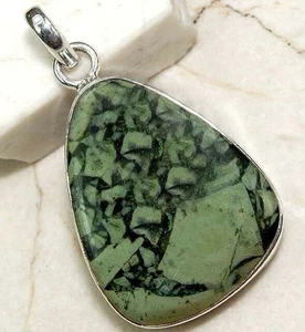 Joyería colgante de plata de ley maciza 925 de serafinita natural @3-6 - Imagen 1 de 1