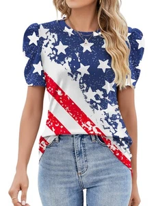 Short Sleeve Blouses for Women Summer Spring Shirts for Women 2025 Puff Sleev... - Picture 1 of 6