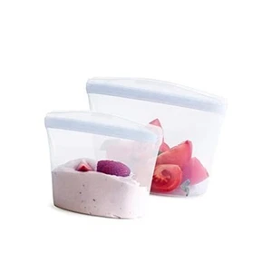 Premium Silicone Reusable Food Storage Bags, 2-Pack, Clear | Multi-Use Food - Picture 1 of 7