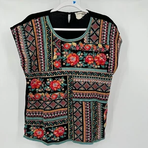 Top bordado boho Savanna Jane para mujer talla M festival floral suroeste - Imagen 1 de 7
