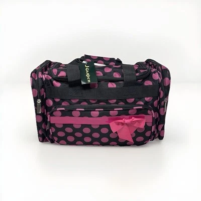 Bolso de Lona Pequeño para Mujer J Garden Negro con Lunares Rosa Caliente y Lazo Barbie Foto 1 de 4