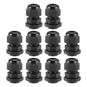 10pcs M16x1.5 Cable Gland 4mm-8mm Wire Hole Waterproof Locknut Black - Picture 1 of 7