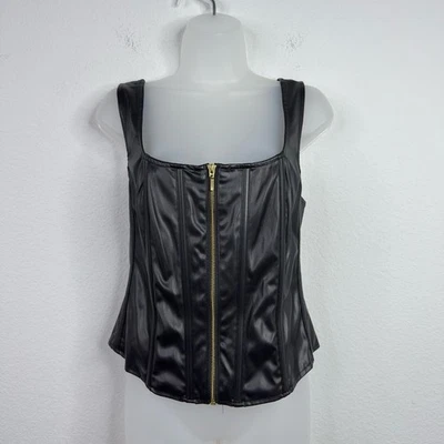 Torrid Corset Womens 1X Black Faux Leather Full Zip Moto Goth Y2K Edgy Punk - Image 1 of 4