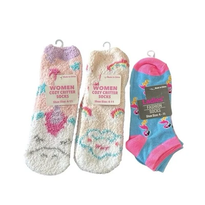 Lote De 4 Calcetines Mujer’s Medianos Talla 4-11 Nuevos Con Etiquetas Cozy Critter No Show Foto 1 de 4