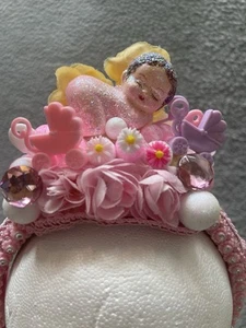 Diadema hecha a mano rosa revelación de género baby shower mamá a ser niña nueva - Imagen 1 de 13