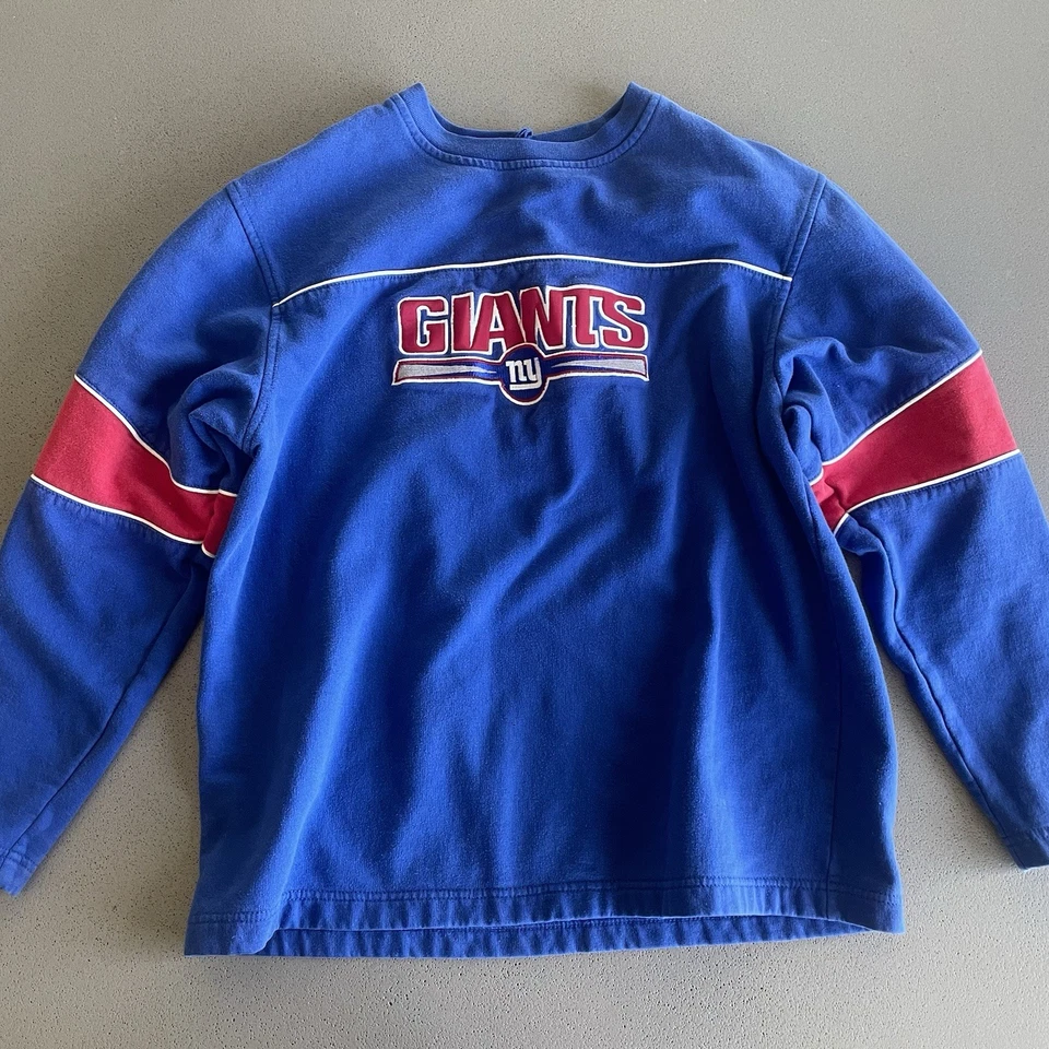 Sudadera para niños New York Giants azul rojo logotipo bordado manga larga talla 8-10 Foto 1 de 4