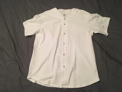 American Apparel Men's White Baseball Jersey Button-Up Size XL Made In USA - Image 1 of 3