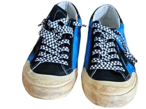 Golden Goose Super-Star Turnschuhe US 13 blau mit schwarzem Stern & karierten Details - Bild 1 von 7