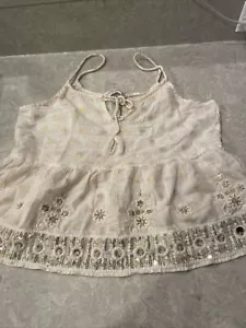 Abercrombie & Fitch Beige Sleeveless Boho Crop Top with Rope Sleeves. Size Small - Picture 1 of 5