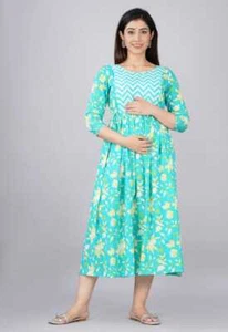 Women Bollywood Style Long Gown Beautiful Maternity Kurti Designer Gown Stitched - Picture 1 of 6