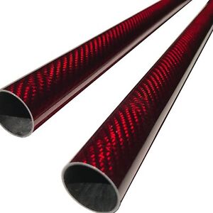 (2) KARBXON - Carbon Fiber Tube - RED - 10mm X 8mm X 1000mm - Hollow Carbon...
