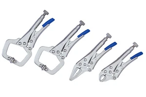 Blue Spot Tools Mini Locking 4 pce Pliers C Clamp Long Nose Round - Picture 1 of 8