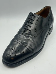 Scarpe Oxford Polo Ralph Lauren uomo 11,5 D nere Brogue punta alare made in England - Foto 1 di 17