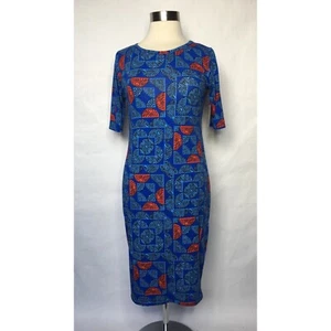Lularoe Blue Geometric Print Julia Dress - New With Tags - Size Medium - Imagen 1 de 8