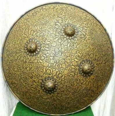 ORNATE INDO PERSIAN WARRIOR SHILED CONVEX FINE ANTIQUE ISLAMIC SHIELD - Image 1 of 4