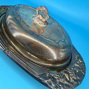 Plato cubierto de plata de colección con tapa con tapa de placa de inserción de vidrio con pátina - Imagen 1 de 11