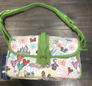 NWT Disney Parks DOONEY & BOURKE 10th Anniversary MICKEY SKETCH GREEN CROSSBODY - Picture 1 of 4