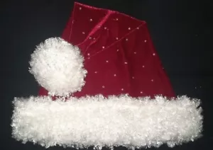 24" RED Santa hat with SILVER Polka or Pin DOTS w/ WHITE faux fur ball & Trim - Picture 1 of 2