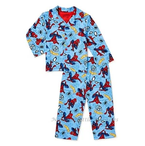 Spiderman Pajamas Size 6 7 8 M Boys Winter Set Coat Shirt Button Front Girls NWT - Picture 1 of 3