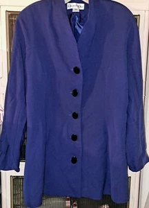 Christian Dior Wollblazer 16 Vintage blau 5 große schwarze Knöpfe Preppy 80er Büro - Bild 1 von 8