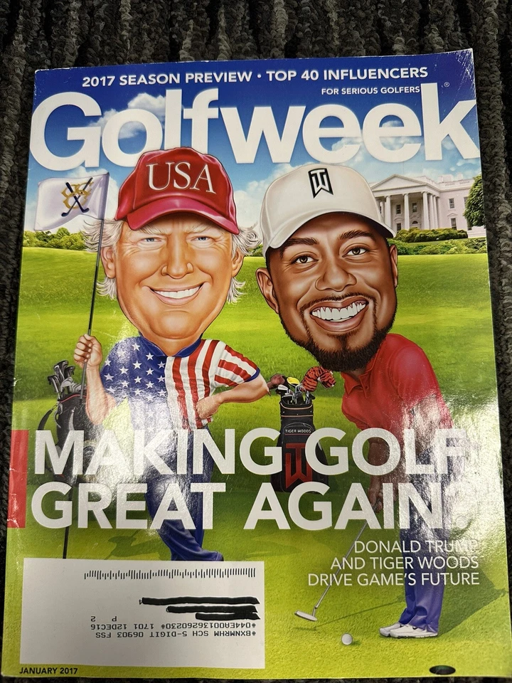 RARE GOLFWEEK 2017 DONALD TRUMP AND TIGER WOODS MAKE GOLF GREAT AGAIN ISSUE MAGA Foto 1 de 1