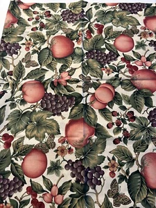 Cranston Fabric Butterflies Peaches Grapes Berries Butterflies On Cream BG 1 YD - Picture 1 of 4