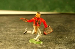 BRITAINS HERALD SWOPPET WW WILD WEST Cowboy Running Robber Red Top Gray Leg - Picture 1 of 2