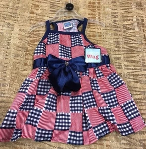 VESTIDO SIMPLEMENTE WAG Rojo-Azul 4 de julio Patchwork Cachorro/Perro XSMALL - Imagen 1 de 1