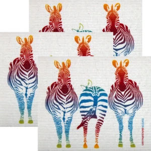 Swedish dishcloth Colorful Zebra Set of 3 each Swedish Dishcloths, kitchen cloth - Picture 1 of 1
