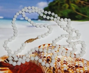 Collar de cuentas redondas anudadas de cuarzo blanco puro vintage - Imagen 1 de 10