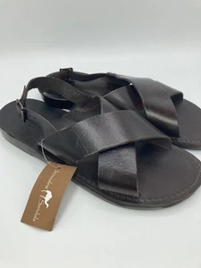 Jerusalem Leather Sandals Brown Full Grain NWT Men’s 12 EU 46  - Picture 1 of 11