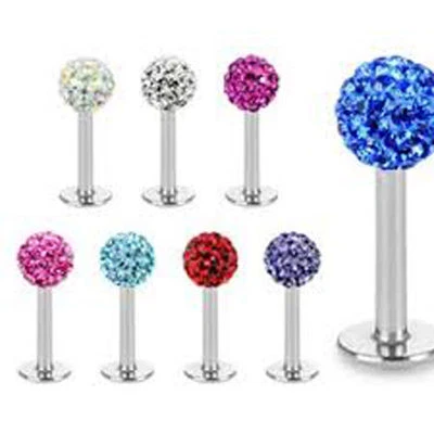 Ferido Crystal Shamballa Monroe Lip Stud Labret Bar Tragus Piercing Jewellery - Image 1 of 2