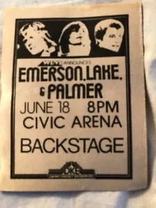 Emerson Lake & Palmer - backstage pass - Pittsburgh Civic Arena - 6/18/77 - Picture 1 of 2